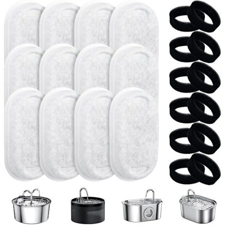 Fontän Kissan juoma-automaatti, 12 suodatinta + 12 juoma-automaatin stimuloivaa vaihtosuodatinta, suodattaa karvat, aktiivihiili kolmikerrossuodatus