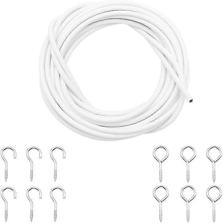 5M verhotanko, valkoinen verhotanko, 6 silmukkapulttia ja 6 ruuvikoukkua, muovipäällysteinen verhotanko, pehmeä verhotanko [DB]