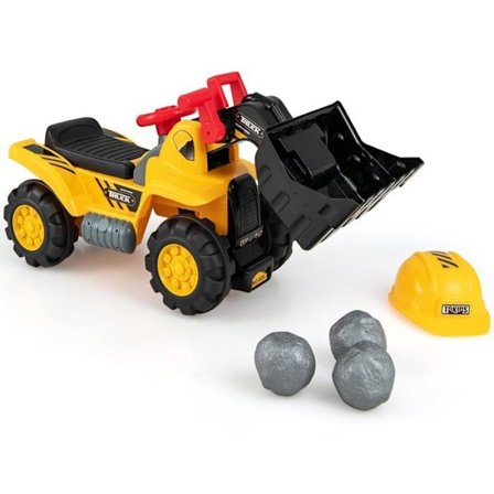 COSTWAY børnetraktor gravemaskine legetøj med 4 lydknapper, med integreret opbevaringsrum til børn