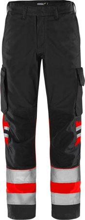 Fristads Herr Varselbyxa Green 2668 GPLU, klass 1, Varsel Röd/Svart
