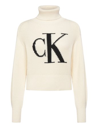 Calvin Klein Jeans Blown Up Ck Loose Sweater Contra - Cream - M