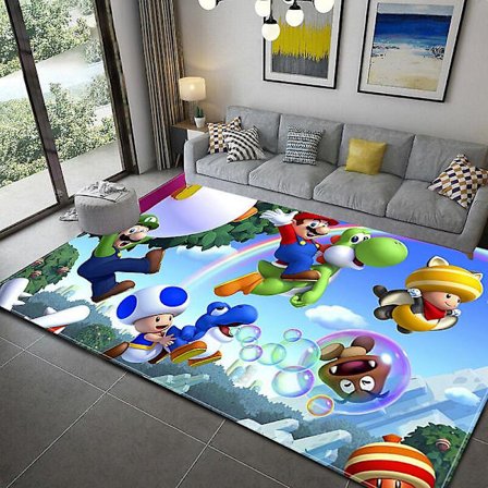 3D Tegneserie Super Mario Trykt Stue Soverom Teppe Krypende Gulvmatte 8