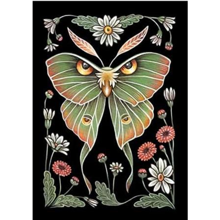 Diamantmalerisett for voksne, 5D Luna Moth Diamantmaleri Fu