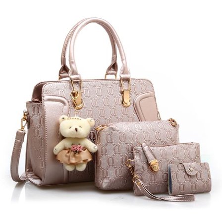 4 kpl Naisten Muodikkaat Käsilaukut Tote-laukut Olkalaukku Yläkahva Satcheli Lompakkosetti - Tudor Gold