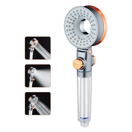 Vattenbesparande Duschmunstycke, Anti-kalk Duschmunstycke med Filter, Högtrycksduschmunstycke med 3 Strållägen, ABS Duschmunstycke