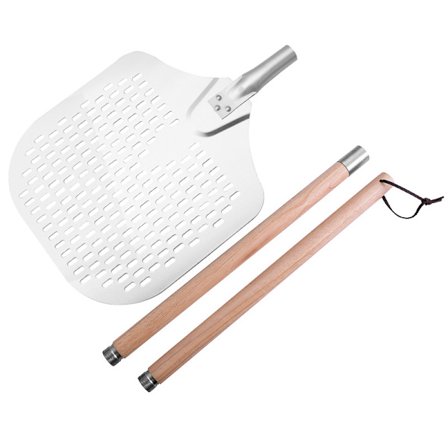 Pitkä ammatillinen pizzalapio (35 cm x 30 cm) - rei'itetty alumiini