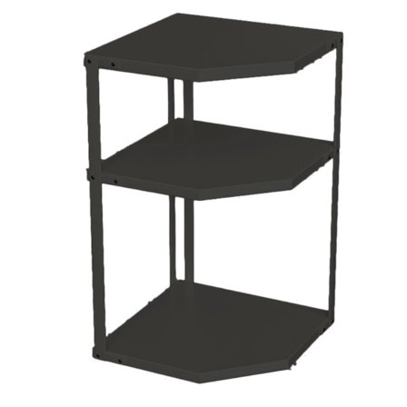 Kök Liten hörnhylla Rack Fläktformad Utrymmesbesparande Stabil Kolstål Köksredskap Stativ för grytor Kokkärl 3 lager Svart 27x27x45,5cm