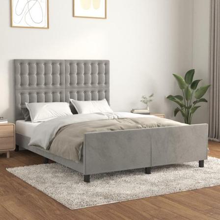 Vidaxl Sängram Med Huvudgavel Ljusgrå 140x200 Cm Sammet Grå