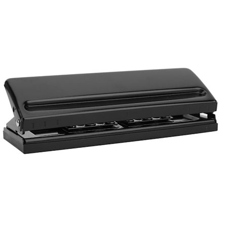 Seks hullers justerbar hulmaskine papirstanser kontorartikler sort med skridsikker pude (sort)