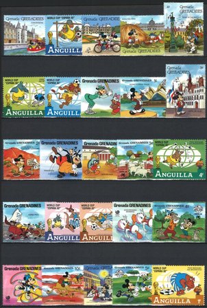 Disney - 25 forskellige frimærker 1982-1989 - Postfrisk