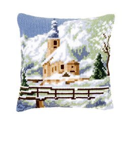 Broderikit Kudde Kyrka i snön