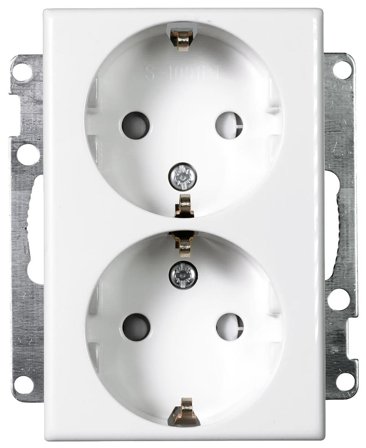 Elko EKO30129 Stikkontakt renhvit, for kombinasjonsmontering, Strømbrytere & vegguttak