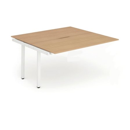 Bench desk EVOLVE, 2 person extension, 1200x1600 mm, beech-white