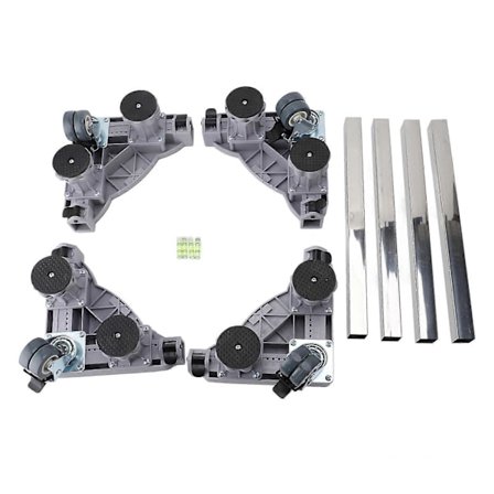 Vaskemaskine Rulle Universal Anti Slip PVC Rustfrit Stål 300 kg Bæreevne 360 Roterende Justerbar Flytbar Møbelbase til Køleskab