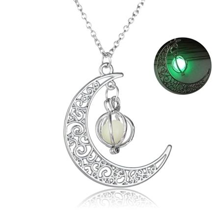 Lysande Måne Halsband Stenhänge Halsband Halloween Fluorescerande Halsband Glöd I Mörkret Tillbehör För Kvinnor Tonåringar Flickor Yellow-green light