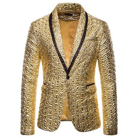Herre Blazer Med Guld Folds En Knap Blazer XXL