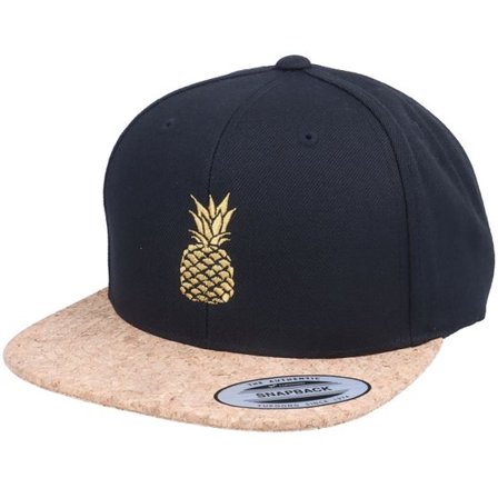 Iconic - Svart snapback Keps - Golden Pineapple Black/Cork Snapback @ Hatstore