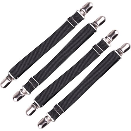 4 st Lakanförlängare med justerbar lakanclips Elastisk madrassclips Soffkudde Sängkläder Tillbehör (Svart)