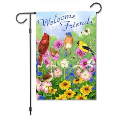 Fugle Blomster Sommerfugl Dobbeltsidet Have Flag 12" x 18"""