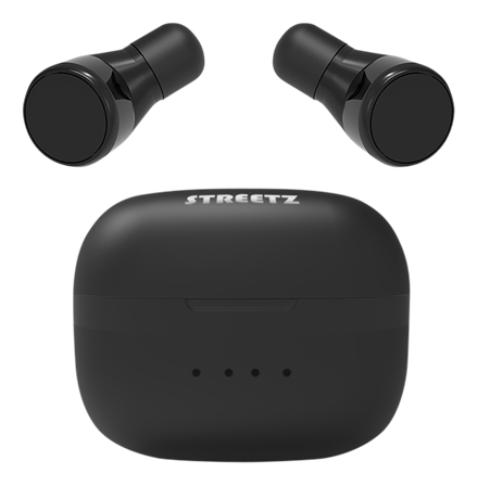 STREETZ True Wireless in-ear, dual earbuds, charge case, black