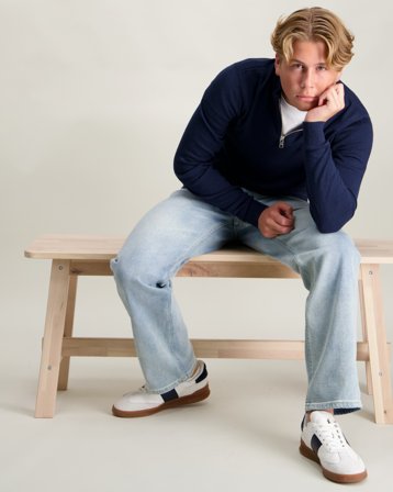 Jack & Jones JJEEMIL KNIT HALF ZIP NOOS JNR Blå Genser Gutt - Kids Brand Store