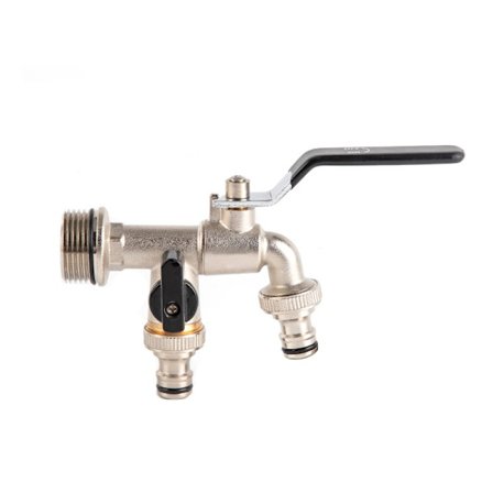 Utomhuskran - 1 tum Inlopp, Dubbelt 3/4 tums Utlopp