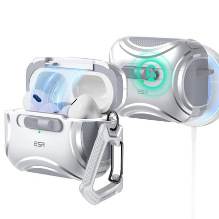 ESR CYBER FLICKLOCK HALOLOCK MAGSAFE APPLE AIRPODS PRO 1/2 SØLV