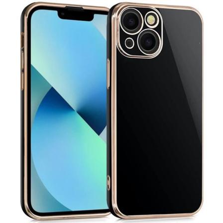 Cover til iPhone 13 (6.1") Sort luksus mode stødsikker guldkant, blød TPU Svart