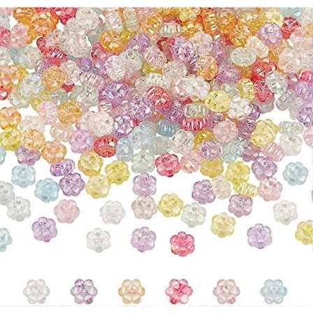 360 st 8 Färger Akryl Blomma Pärlor 10x5mm AB Färg Pläterad Transparent Pärla Violett Rosa Vit Blomma Form Pärlor Bulk