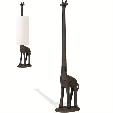 Retro Giraff Toalettrullholder i Støpejern – Frittstående, Rustikk & Vintage Design