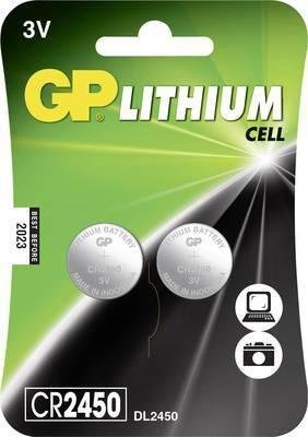 GP Lithium Cell CR2450_ 3V_ 2-pack