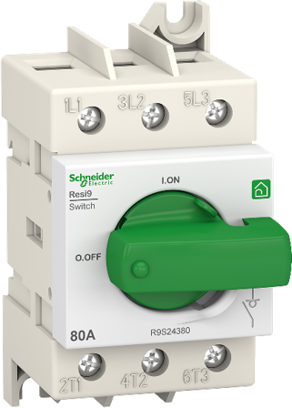 Schneider Electric Resi9 Huvudbrytare 3-polig 80 A, Anslutningsdon & kablar