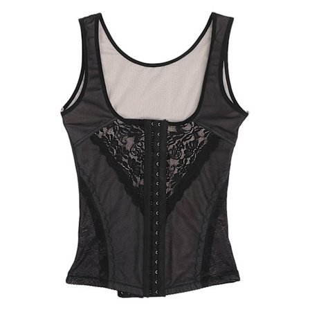 Andningsbar kvinnlig viktminskningskorsett med hög elastisk midja, bantande body shaping body svart M