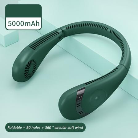 Hängande Halsfläkt Usb Uppladdningsbar 5000mah Hopfällbar Grön