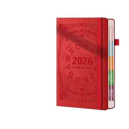 Effektivt designet bærbar A5 notesbog til planlægning, to-do-lister, påmindelser, PU-tekstureret materiale, kontorartikler (rød)