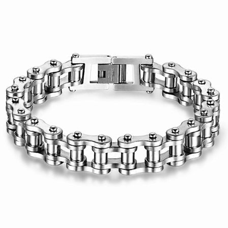 Herrarmband Rostfritt Stål Bred Bikerarmband Pansarkedja Cykelkedja Motorcykelkedja