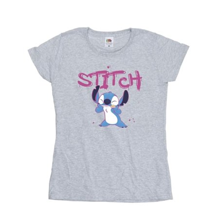 Disney Dam/Kvinnor Lilo Och Stitch Graffiti Bomull T-shirt XX