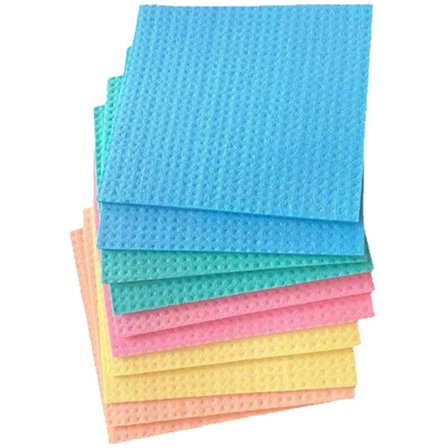 Gjenbrukbare oppvaskkluter, cellulosesvampklut for kjøkken, absorberende rengjøringsklut, 10-pakning, flere farger