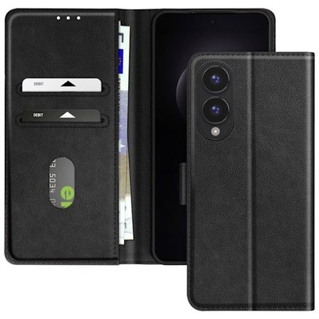 Etui til Samsung Galaxy S25 Edge Klap Pung og Video Støtte Sort