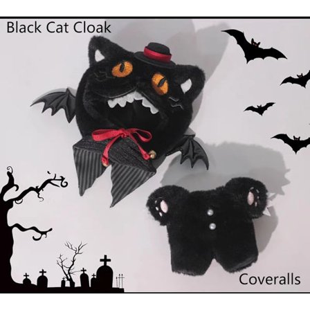 RU-17cm Docka Svart Katt Häxdräkt MONSTER Halloween Kostym Halloween Tema Dekoration Kostym