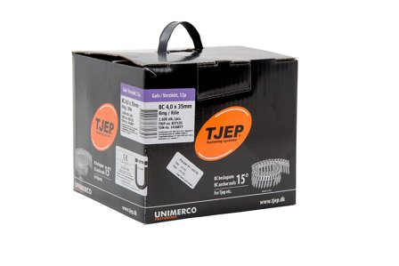 TJEP 837135 Ankerspiker Ø4 mm, rundbåndet, 15o, 1600-pakning Ø4 x 35 mm, Innfesting