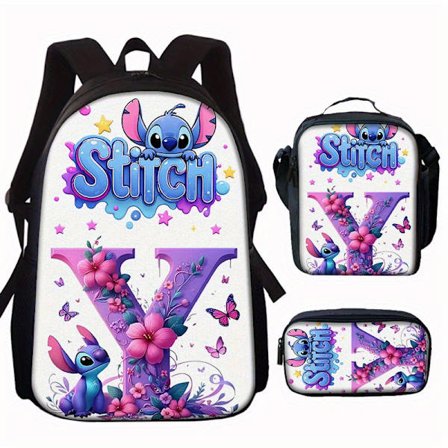 Stitch Skulderveske Student Redusert Belastning Bærbar Anime Skolesekk-23