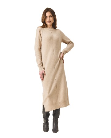 Lexington Straight Fit Midi Knitted Dress Klänningar Dam Beige M
