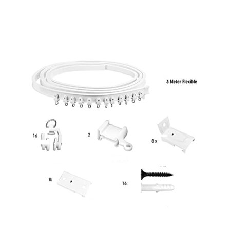 Fleksibel Gardinstang, 3 Meter Udtrækkelig Gardinstang, Gardinstang, Rumdeler Gardinskinne