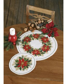 Stickpackung Tischdecke Weihnachtsstern rund - Rosenstand