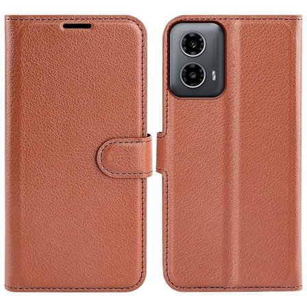 Klassisk Motorola Moto G34 flip etui - Brun
