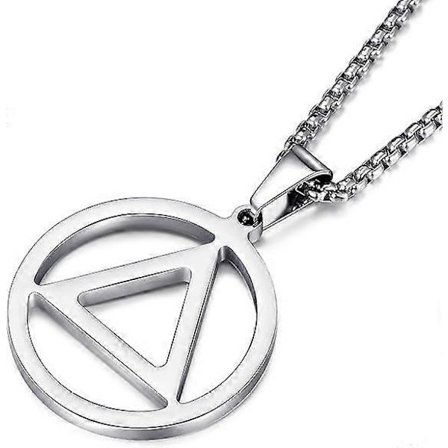 Kaulakoru miehille ruostumattomasta teräksestä AA Recovery Triangle -kaulakoru raittiuden lahjoja fo