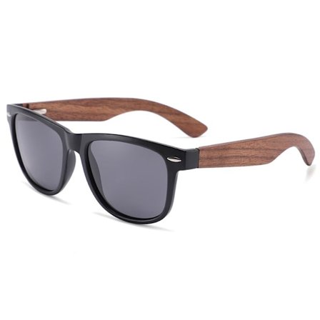 Polariserade solglasögon i neutralt trä/bambu en bit C3 svart sand fot-svart ram