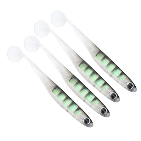 4st TPR 100MM Konstgjord Mjuk Simuleringsfiske Bete Paddel T Svans Tillbehör 8 Leopardtryck Svart