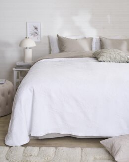 Jacquard-päiväpeite yksivärinen Valkoinen